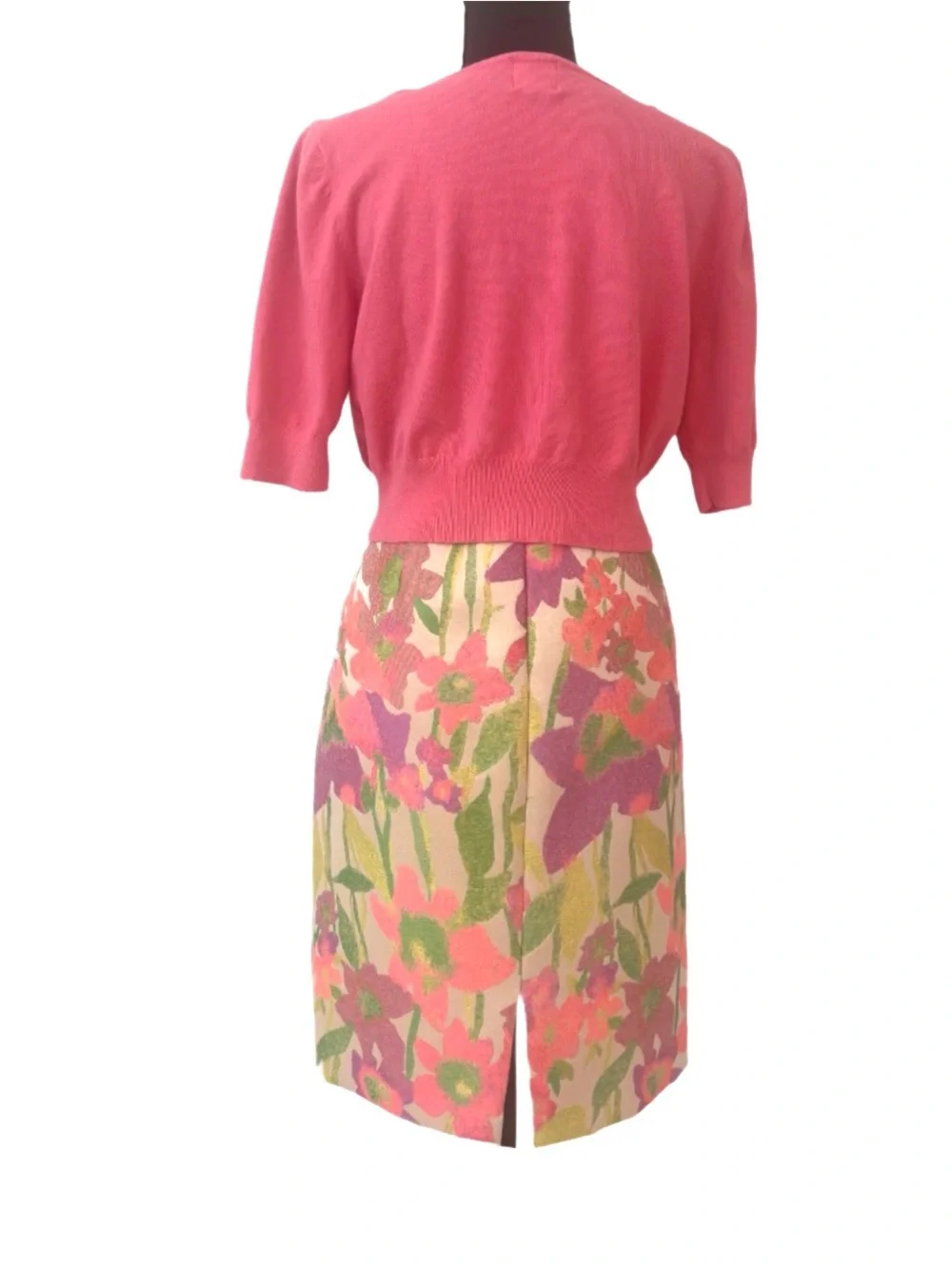 RUBY RD ~ Coral Pink 3/4 Sleeves Embellished Cropped Cardigan